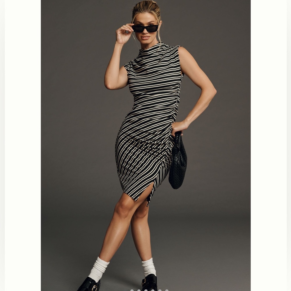 NWT Anthropologie Mock-Neck Ribbed Knit Dress Size XL